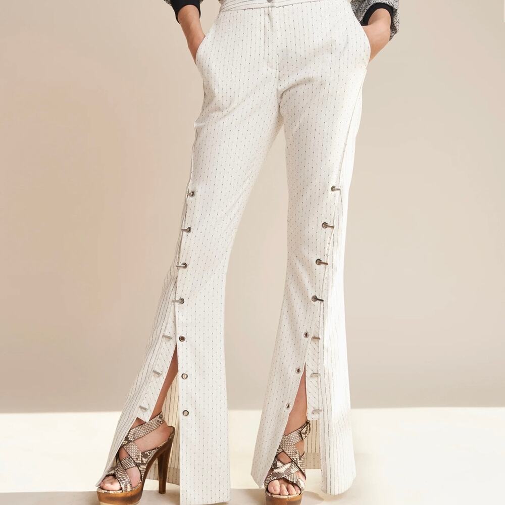 Chelsea and Walker Farrah Flared Pants Size 8 Grommet Detail Fireman Closure - Picture 2 of 16